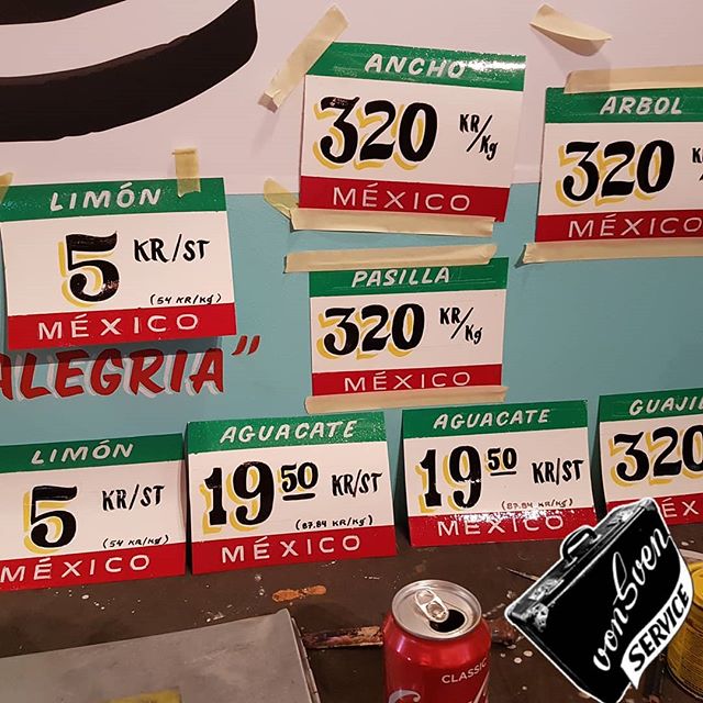 Mercado style showcards .. and a bunch of wall lettering 4 @laneta at their new location at tTäby centrum deli ? so fun .. no fonts only free hand .. there is a reason .. la neta translated to English is ” the realness